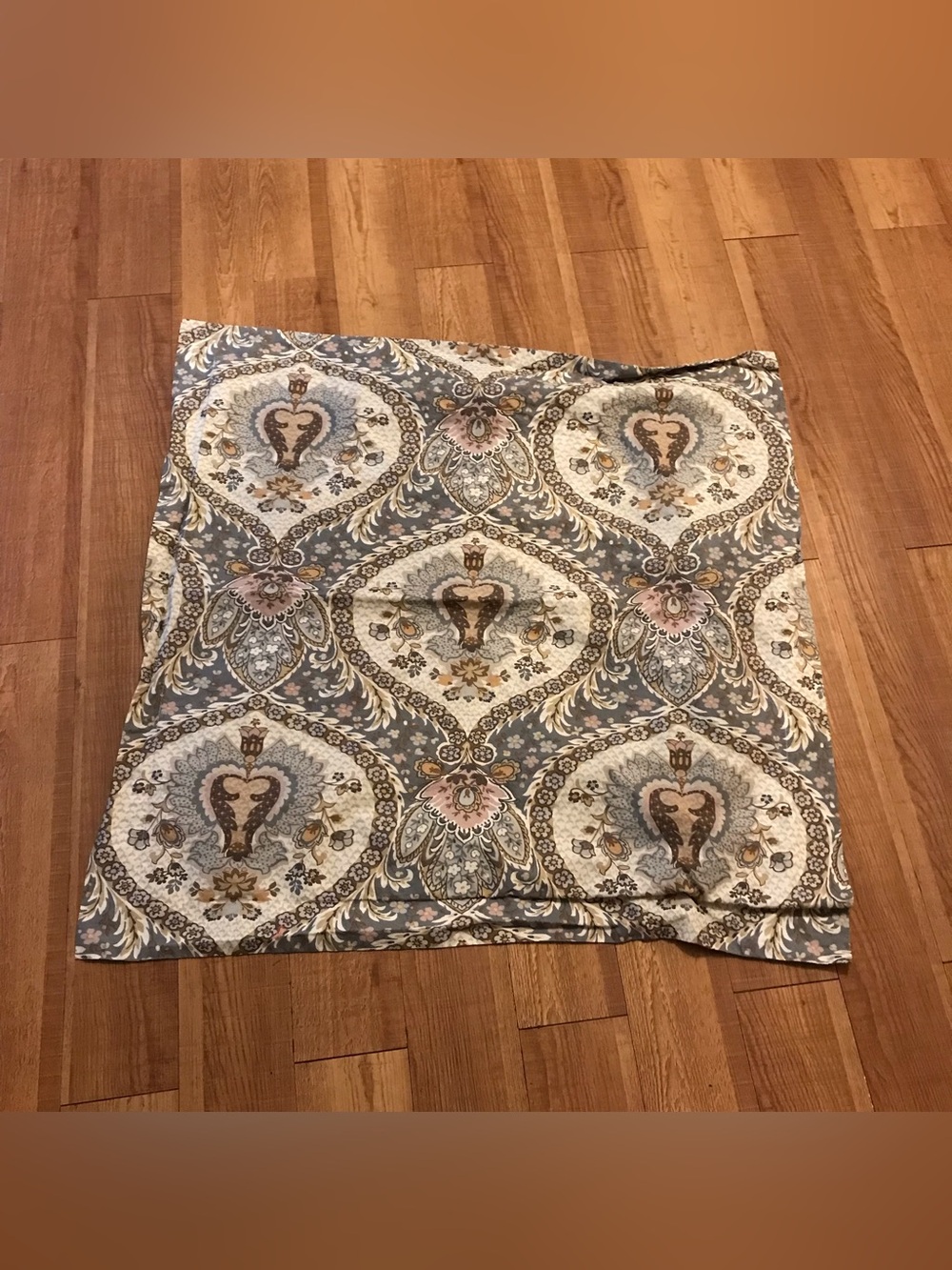 Pottery Barn Darcy Medallion Single Gray Brown Paisley Floral Pillow Sham EURO